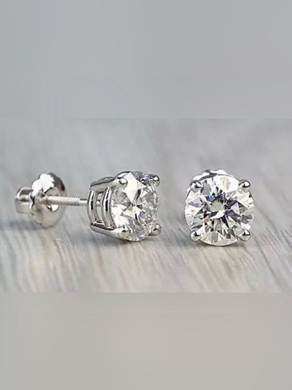 2.00Ct Round Cut VVS1/ D Lab Created Stud Earrings 14K White Gold 7mm Screw Back